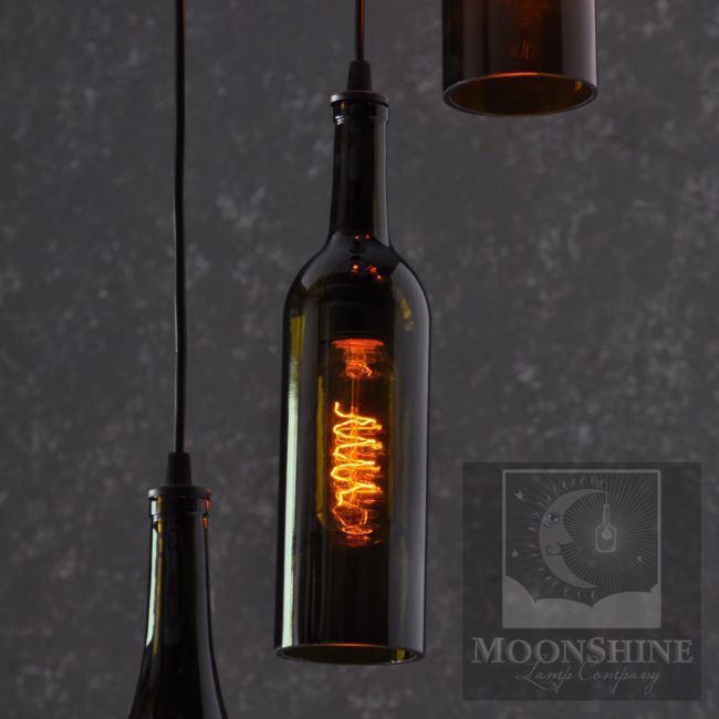 Hanging wine bottle chandelier