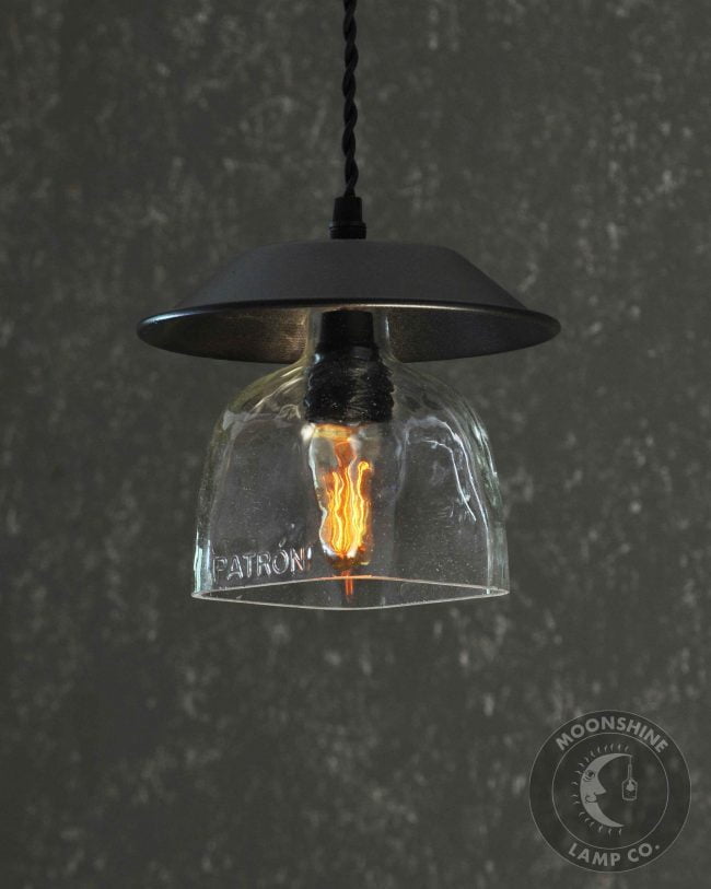 The Serenity Recycled Glass Bottle Hanging Pendant Light by Moonshine Lamp Co.
