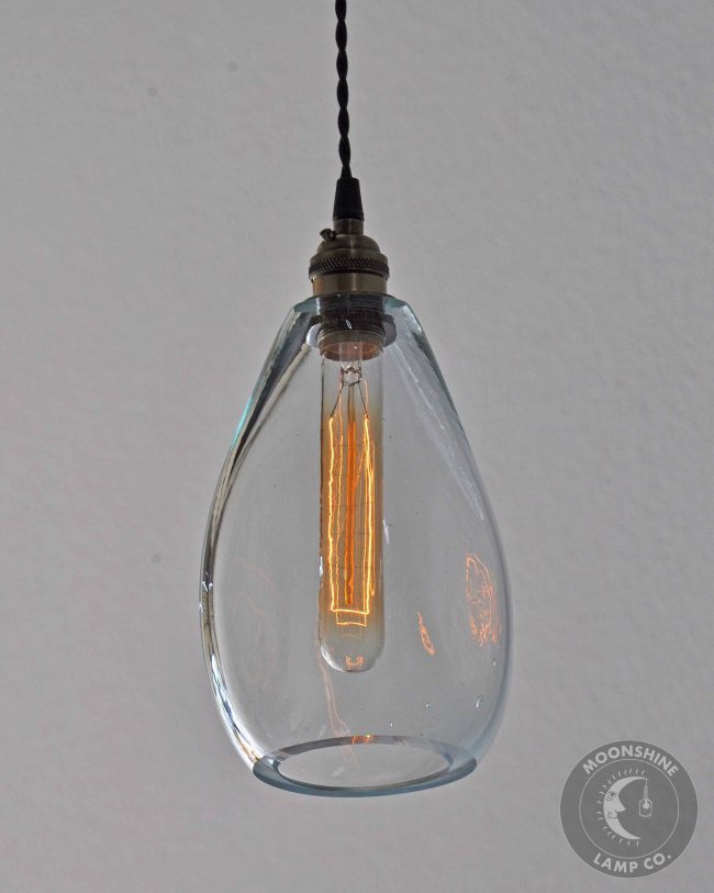 blown glass hanging pendant light by moonshine lamp company