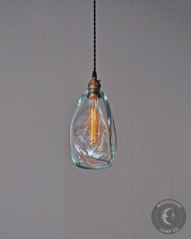 blown glass hanging pendant light by moonshine lamp company